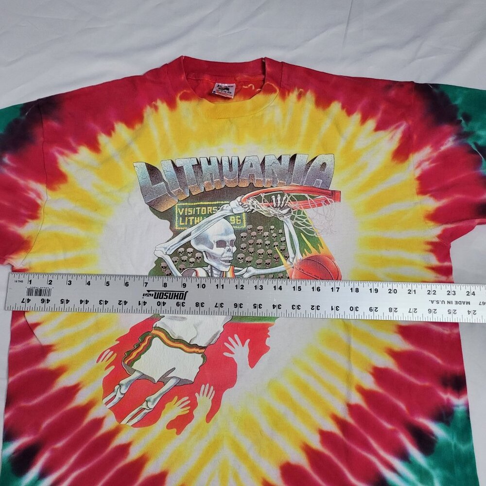 VTG 1992 Grateful Dead Lithuania Barcelona Basketball Tie-Dye Men's T-Shirt XL - Picture 7 of 11